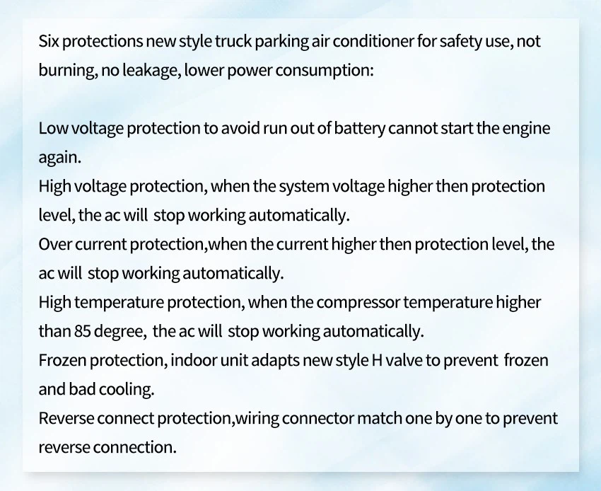 Safety Features of air conditioner in truck Safety Features of air conditioner in truck